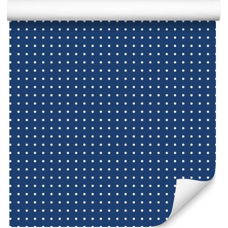 Papier peint à pois bleus, liseré bleu, pour salon et chambre, 50 x 1000 cm (1/5)