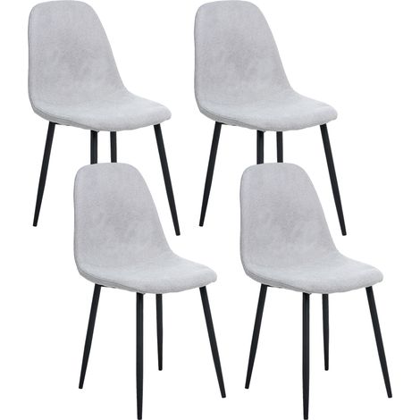 Conjunto de 4 sillas de comedor tapicería de poliéster patas de hierro negro sin reposabrazos comedor gris Crandall (1/5)
