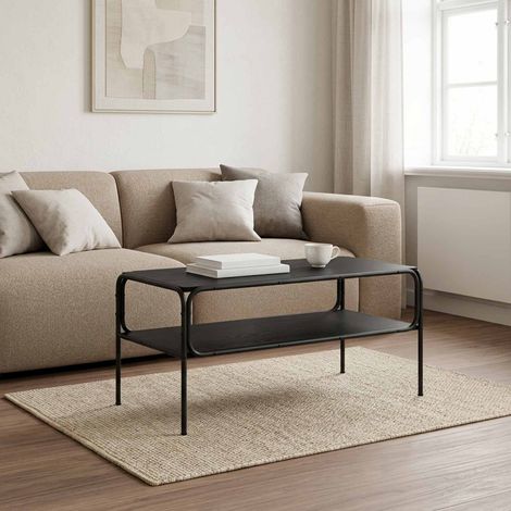 vidaXL Mesa lateral Roble Negro 100 x 50 x 46 cm Madera de ingeniería (1/5)