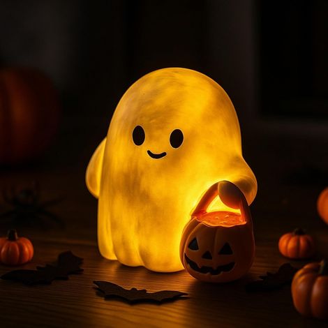 Halloween-Geister-Kürbis-Nachtlicht, LED-Halloween-Dekoration, niedliche, im Dunkeln leuchtende Geisterfigur, Kürbis-Geisterfigur-Ornamente (1/5)