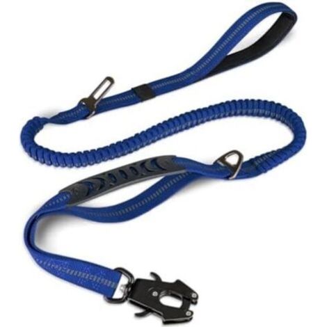Laisse Tactique, 1.2m-1.8m Bungee Laisse avec 2 PoignéEs RembourréEs, Ceinture De SéCurité pour Voiture, Laisse De Chien Solide pour Les Chiens De Taille Moyenne, Grande, X-Grand, Bleu Marine (1/4)