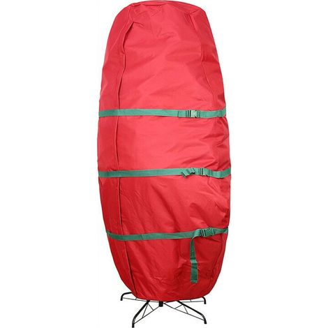 Bolsa de almacenamiento para árbol de Navidad, funda antipolvo, cordón incorporado, decoración de árbol de Navidad artificial, impermeable, con cerradura, bolsa de mano grande roja (7 (1/5)