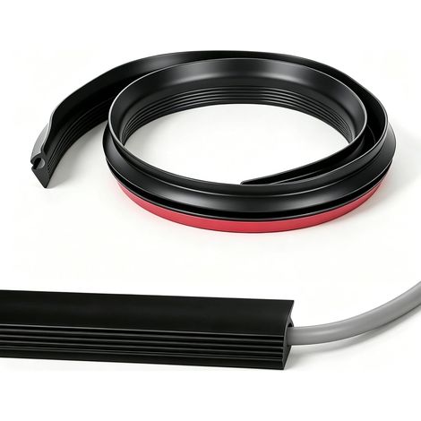 Cache Câble Sol Auto-Adhésif 3M, Protège Fil Flexible TPR Anti-Trébuchement, Passe Câble Coupeable pour Maison Bureau Tapis Intérieur Extérieur Noir (1/5)