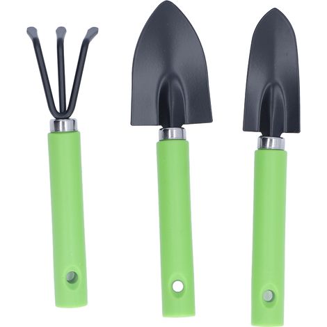Garden Tool Sets ABS Iron Material Hanging Hole Design Green Wide Narrow Shovel Rake Kit for Shoveling Digging (1/5)