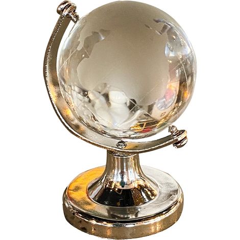 Globe Cristal - Sphère Rond En Verre Avec Carte Du Monde - Décor Bureau Maison Bureau - 1 Pièce (1/5)