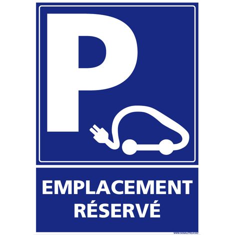 Panneau Parking Voiture Électrique. Panneau Emplacement Réservé Borne Rechargement Voiture Electrique. Sticker, Panneau PVC ou Alu - Plastique PVC 1,5 mm - 300 x 420 mm (1/5)