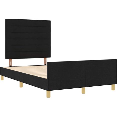 Estructura de cama con cabecera Negro 160 x 200 cm tela vidaXL (1/5)