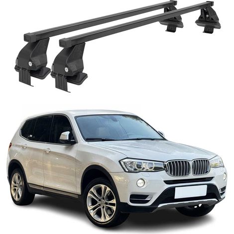OMAC Dachträger Querträger Stahl für BMW X3 F25 2010-2017 – Abschließbar – City-Crash-getestet – DIN 75302:2019 – ISO/PAS 11154:2006 – Max. 50 kg Schwarz (1/5)
