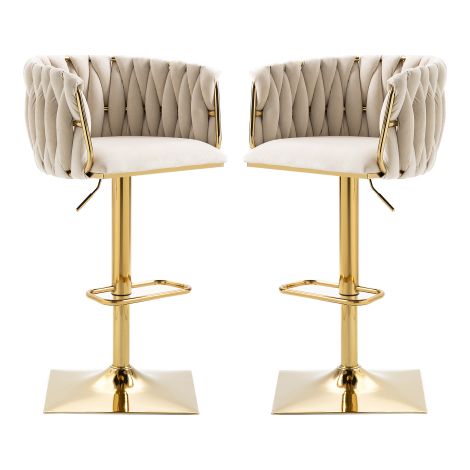 Lot de 2 tabourets de bar vintage avec dossier et repose-pieds – chaises de hauteur comptoir pour îlot de cuisine, salle à manger, bar, comptoir, réceptions et espace détente. (1/5)