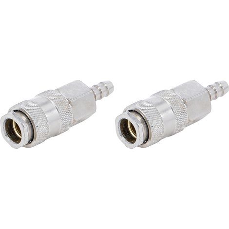 2 - Raccord Rapide - Raccord Tuyau - Acier À Outils - Pour Appareils Pneumatiques - Usage Industriel - Argenté - 8 Mm (1/4)