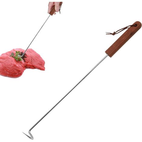 Retourneur Aliment BBQ Retourne-Aliments À Manche En Bois, Accessoire De  Crochet Retourneur De Viande Gadget De Cuisine Pour Griller Légumes, Travers, Poulet, Hot Dogs, Accessoire Barbec (1/5)