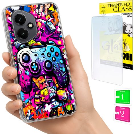 Custodia per Honor X7d / 400 Smart Photo Cover Case Posteriore + vetro 9H (1/5)