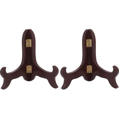 Lot de 2 - Présentoir à Assiettes - Chevalet Décoratif - Support Stable pour Photos et Cartes - Usage Maison et Restaurant - Marron - 13x8,5cm (1/5)