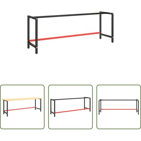vidaXL Banc de travail en métal - Cadre de banc de travail Noir et rouge mat 220x57x79 cm Métal (1/5)