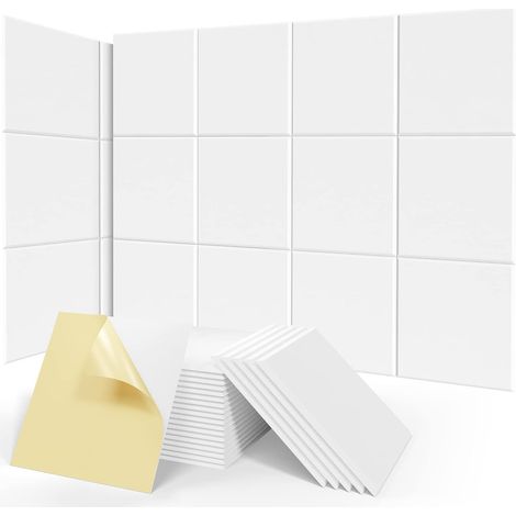 12pc De Panneaux Muraux Acoustiques Haute Densité En Fibre De Polyester, 3030cm Autocollants Muraux Acoustiques Pour Réduire L'écho Et Le Bruit-Blanc (1/5)
