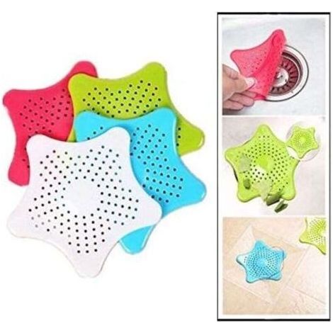 Lot de 4 passoires d'évier Sillione, passoire à cheveux étoile de mer pour évier de cuisine, salle de bain (1/4)