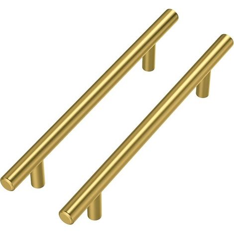goldenwarm 1x Maniglia a T per mobili,distanza di foratura 128 mm,lunghezza totale 192 mm,acciaio,128 mm,192 mm,inox,oro (1/5)