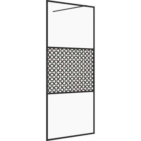 Paroi de douche avec verre cloison de baignoire accessoire de salle de bain cloison de douche maison intérieur ESG 100x195 cm transparent noir (1/4)