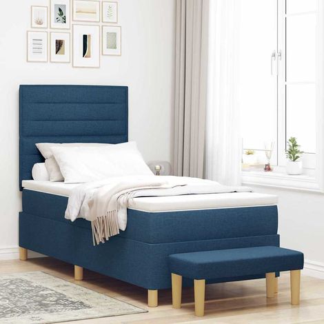 vidaXL Boxspringbett mit Kopfteil Blau 200 x 90 cm Stoff (1/5)