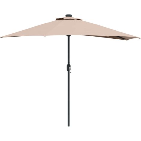 Parasol de jardin pliable moderne 294 x 150 x 224 cm avec LED solaire ambiance cosy en polyester taupe