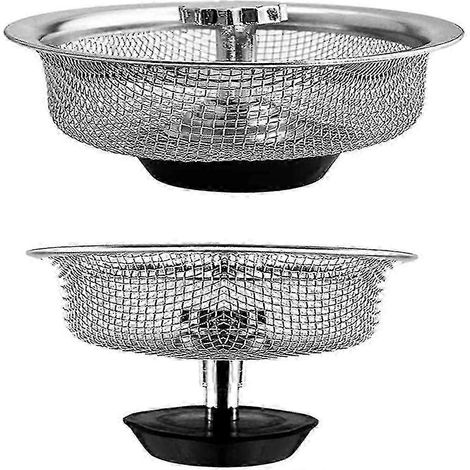 Set mit 2 Edelstahl-Küchen-/Duschspülensieben mit höhenverstellbarem Gummistopfen - Ri (1/5)