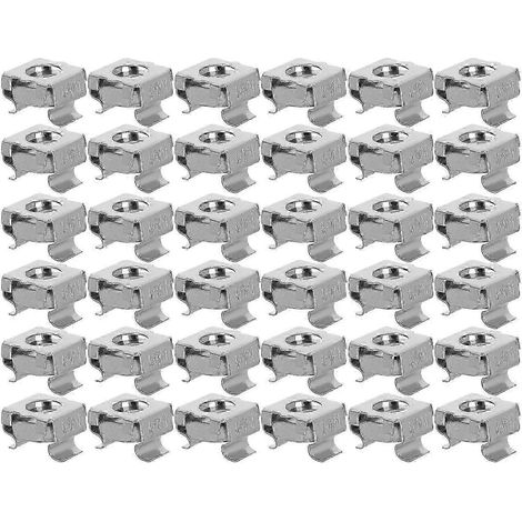 100 écrous cage M4, clips en fer nickelé pour racks d'équipement, armoires serveurs, panneaux électriques, visserie de montage à trous carrés (1/4)