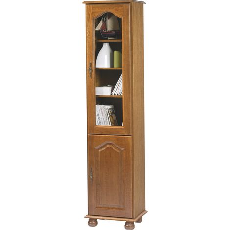 Bibliothèque 2 Portes Chêne Rustique 6 Niches L 44.2 H 182.2 P 33 cm
