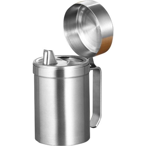 Bouteille de distributeur d'huile d'olive en acier inoxydable, boîte d'huile de cuisson à l'épreuve des fuites, récipient de stockage avec couvercle (550 ml) (1/5)