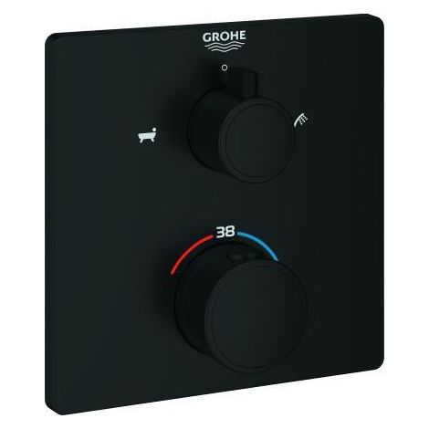 THM-Batt. Grohtherm 102211 2 sorties FMS pour 35604 carré mat noir