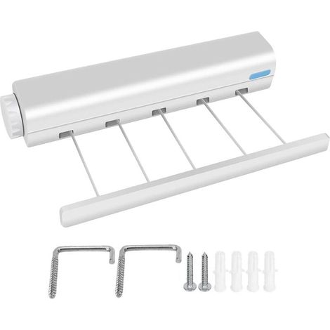 Corde linge rtractable, corde linge portable murale extensible compacte pour salles de sains, salcons ou terrasses usage intrieur ou extrieur,3.75 m(5 Fils)
