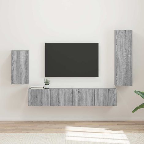 TV-Schrankset Wandmontiert 4 pcs Graues Sonoma Holzwerkstoff
