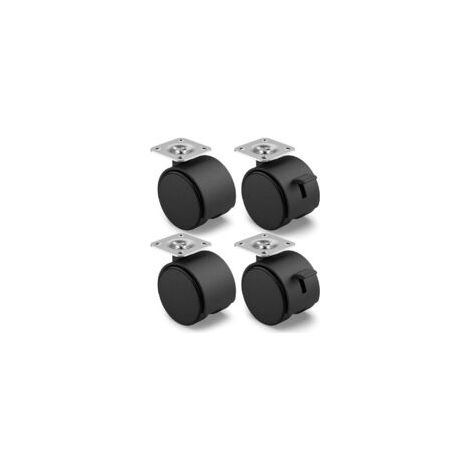 Juego de 4 ruedas giratorias de 30 mm para muebles - Ruedas de transporte con freno - Ruedas giratorias para muebles de interior - Ruedas de baja resistencia a la rodadura - Crezuo (1/4)