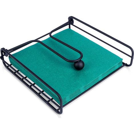 Porte-serviettes en métal noir avec bouton-poussoir (1/5)