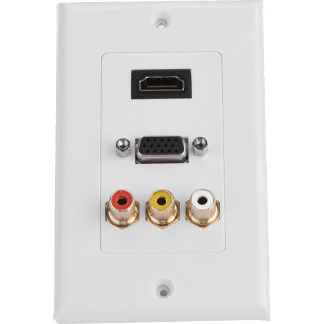 Panneau multimédia 3 en 1 avec ports HDMI, VGA et RCA, protection multiniveaux, prise murale multimédia
