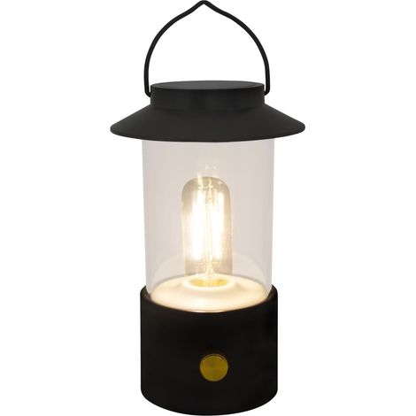 Réf 50125 lanterne camping LED noire sans fil à piles, lampe portable variateur 19 cm pour intérieur et extérieur (1/3)