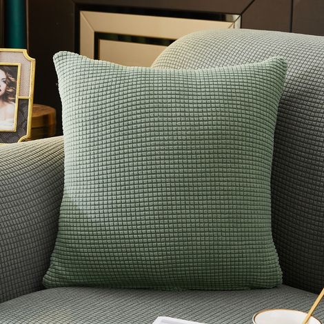Housses de Coussin Décoratives 45,7x45,7 cm, Velours Côtelé Super Doux, Style Bohème pour Canapé et Salon (Vert)