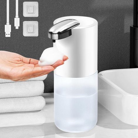Dispenser automatico di sapone, 380 ml, 4 livelli regolabili, senza contatto, impermeabile IPX5 - (bianco) (1/5)
