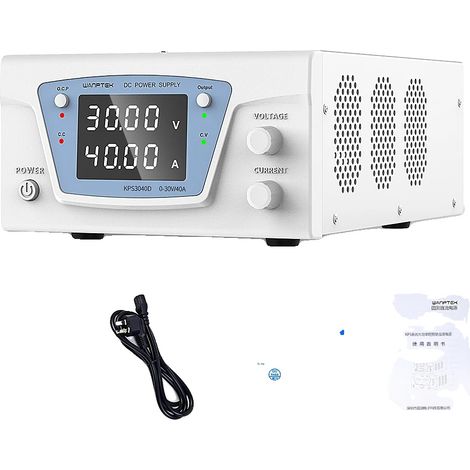 Alimentatore CC regolato, uscita regolabile, display digitale, grigio, 220 V-a (1/2)
