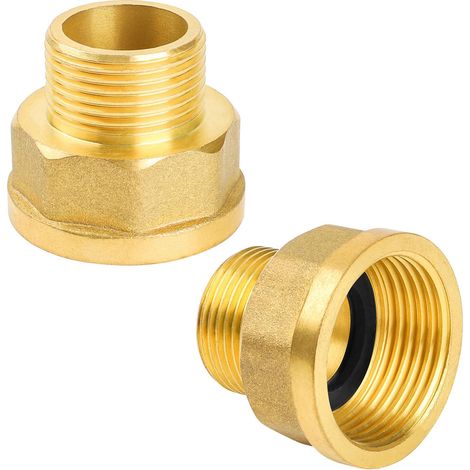 2 pièces Rallonge de réduction G3/4 à G1, Laiton, Filetage extérieur 25,7mm, Filetage intérieur 30,5mm, Avec joint et ruban PTFE (1/2)
