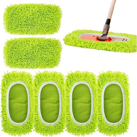 Kit de rechange pour balai à franges Lavable en machine et réutilisable- 6 pièces Kit de nettoyage pour sols Convient aux sols carrelés- en marbre- en pierre et composites (1/5)