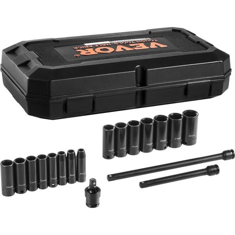 Pour mécaniciens et automobilistes, coffret de douilles à chocs 3/8" 18 pièces, profondes 6 pans, marquages lisibles (1/5)