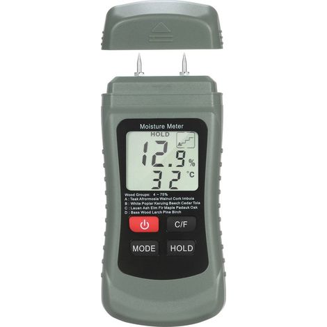 Détecteur d'humidité numérique à écran LCD Wood Meter, détecteur de fuites d'eau à broches, 4 modes, maintien des données, thermomètre °C/°F (1/5)