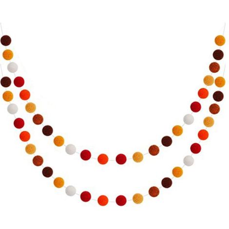 Guirlande De Boules En Laine - 2 Pièces - 48 Boules - Longueur Totale 4 M - Pour Décoration Murale Fêtes De Fin D'Année Et Saisons - 2,5 Cm De Diamètre (1/5)