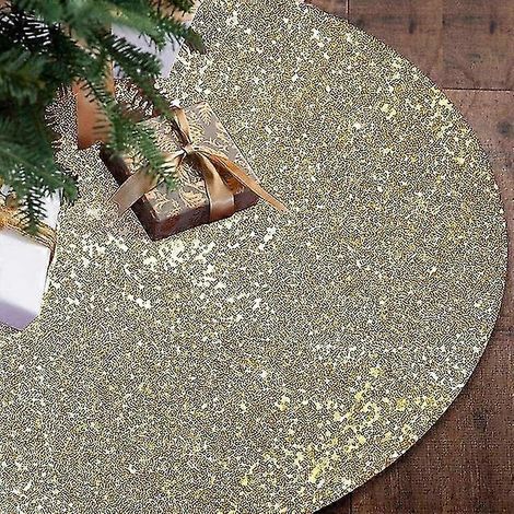 Falda para árbol de Navidad de lentejuelas color oro rosa de 36/48 pulgadas, falda brillante dorada para árbol de Navidad, decoraciones navideñas para el hogar. (1/5)