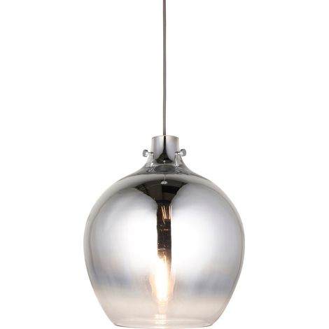 Merano Udine Plafonnier suspendu simple, verre ombré chromé, plaque chromée