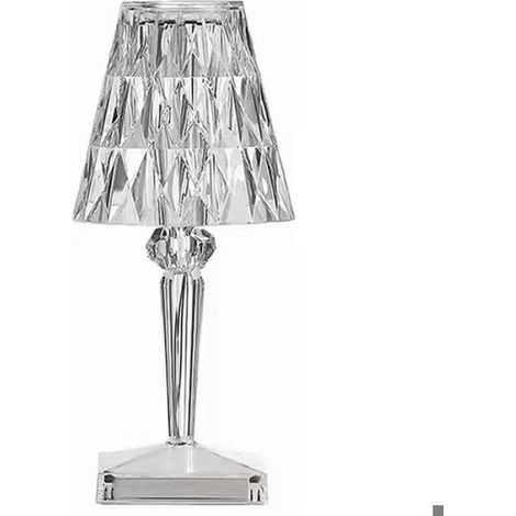 Lampe de Table Cristal LED Capteur Tactile Rechargeable Gradation Dcor de Chambre (1/4)