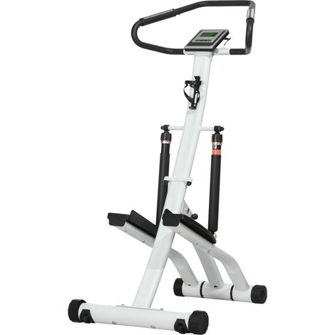 Stepper con manubrio, display LCD, 12 livelli di resistenza, nero e argento (1/5)