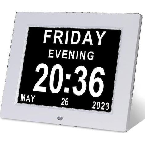 Ecleanfy - Horloge pour personnes atteintes de démence et de la maladie d'Alzheimer, grand calendrier numérique pour seniors, affichage du jour et de la date F -gt (1/5)
