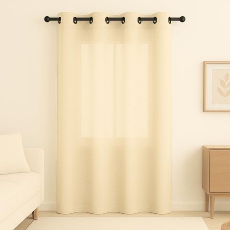 Tenda semi coprente da interno con occhielli in metallo - Pannello con misura 140x280 cm Tenda elegante per interni - Colore Crema (1/5)