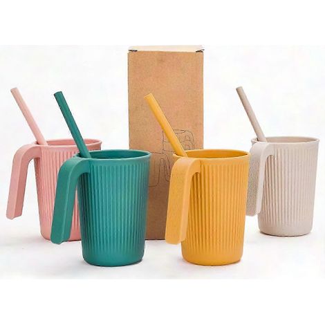 Wiederverwendbarer 350-ml-Kaffeebecher mit Henkel, bruchsicher für Kinder und Erwachsene, robuster Kunststoff-Reisebecher, ideal für heiße und kalte Getränke (1/5)